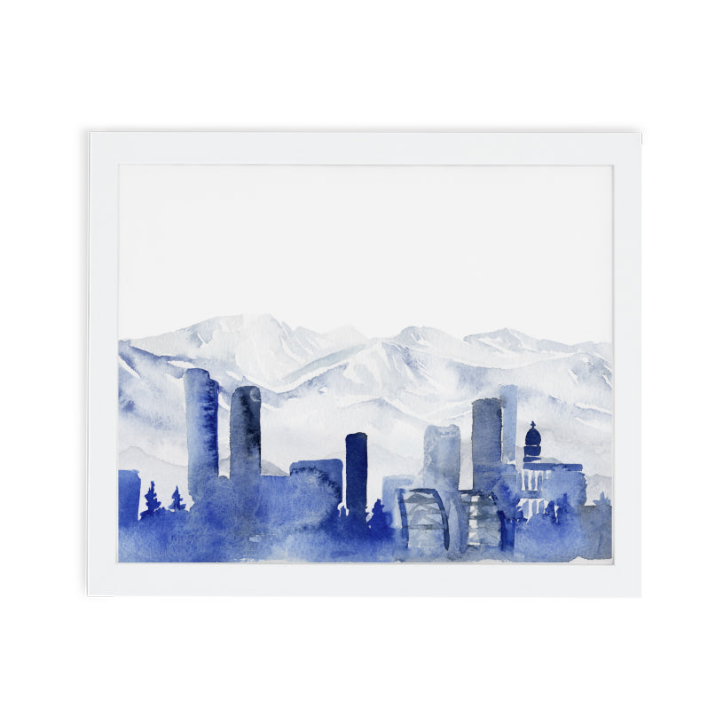 Denver Skyline Watercolor Art Print