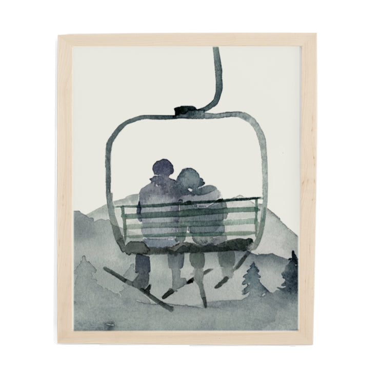Gondola Ski Couple Art Print