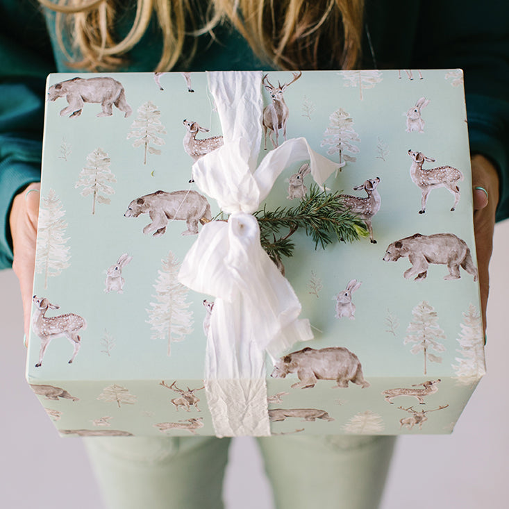 Forest and Fauna Deer and Bear Gift Wrap
