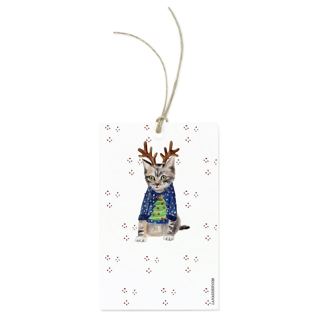Reindeer Cat Gift Tag Set